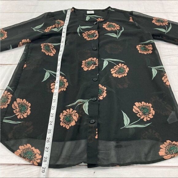 Cabi Black La Di Da Floral Bell Sleeve Button Down Chiffon Blouse Small - Picture 10 of 10
